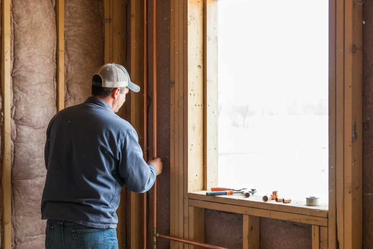 Licensed plumber running new copper supply lines in a Waveland home