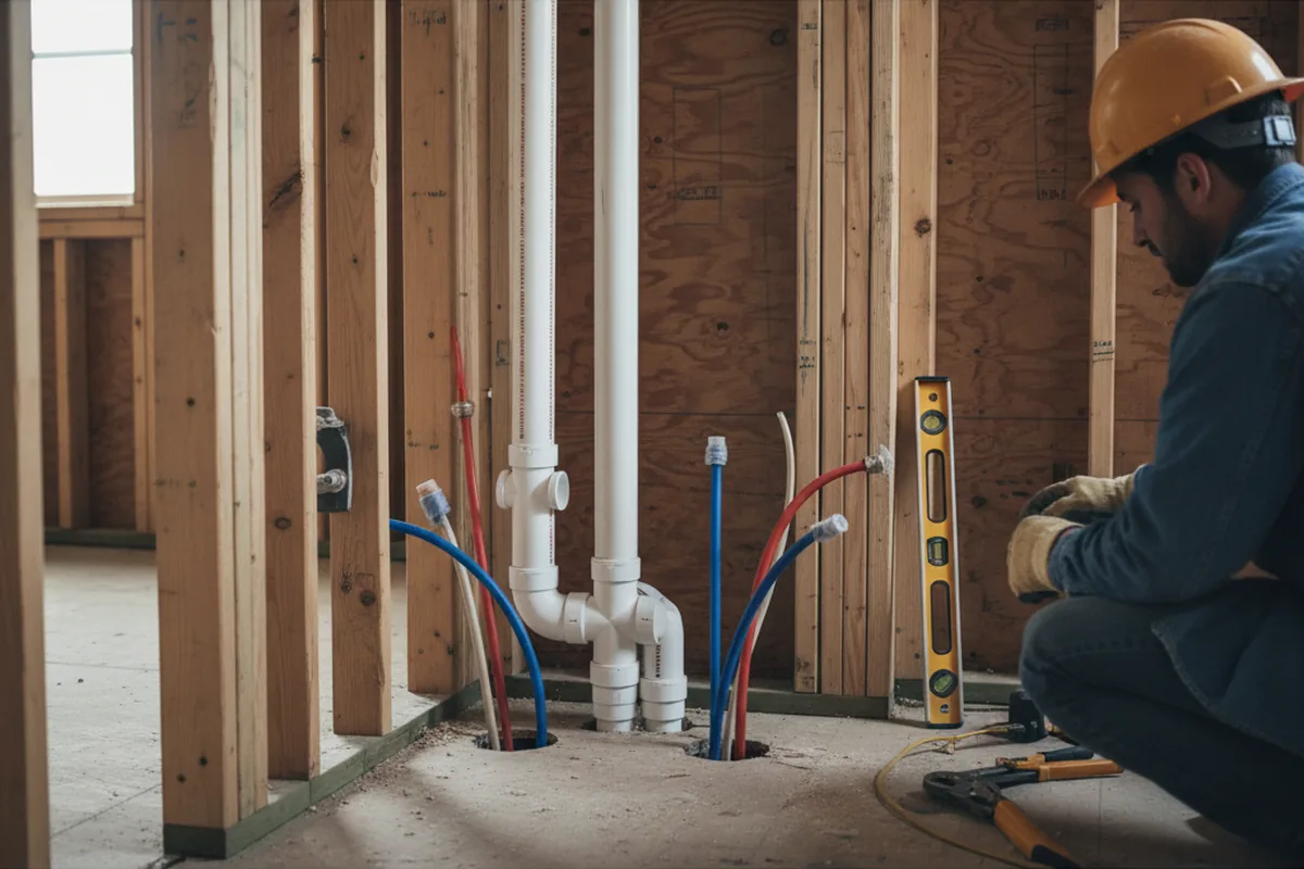 Drain and supply rough-in during Drain Cleaning in Waveland