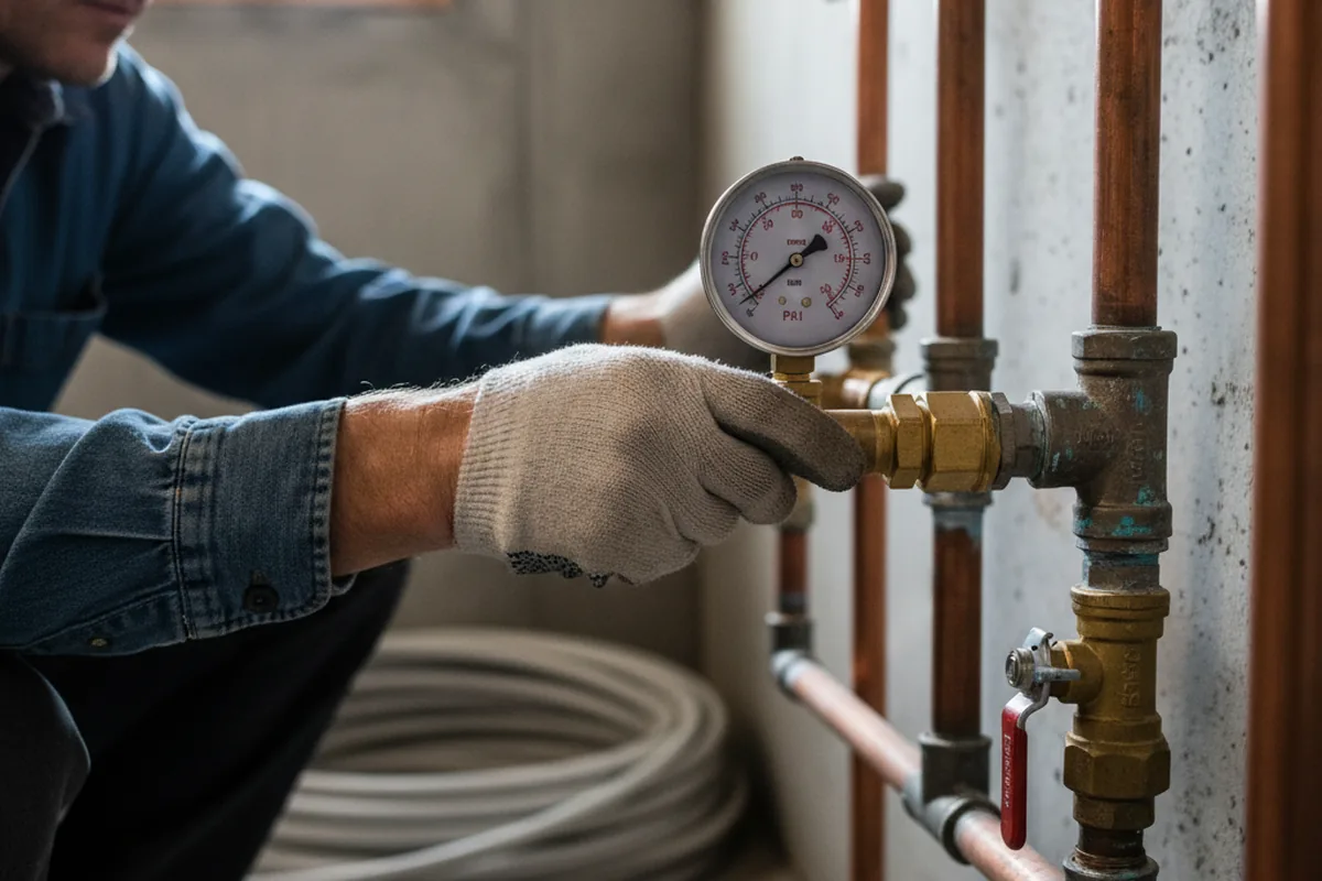 Pressure testing a repaired line during Water Line Repair in Waveland